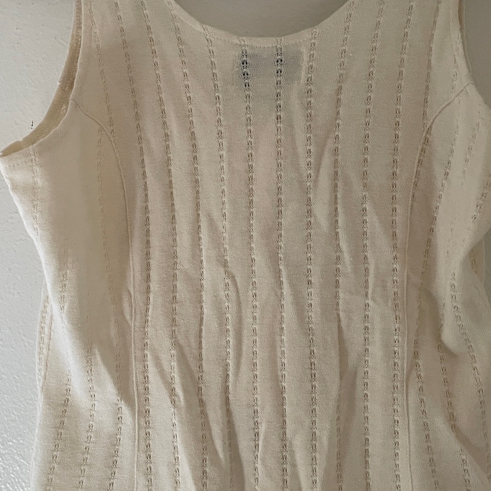 Jay Jacobs Vintage Knit Tank Ivory Button Front Ramie Cotton Medium - Picture 6 of 9